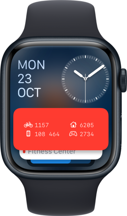 Apple Watch Smart Stack showing Pero widget with 4 short passcodes.